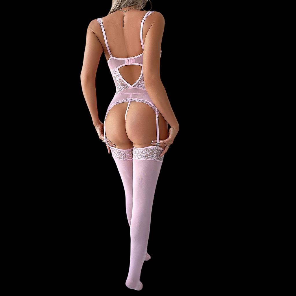 Isabelle Pink Lace Set 4-piece Set