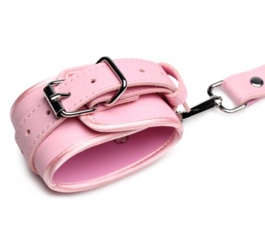 Leather Pink Bondage Thigh Harness with Bows