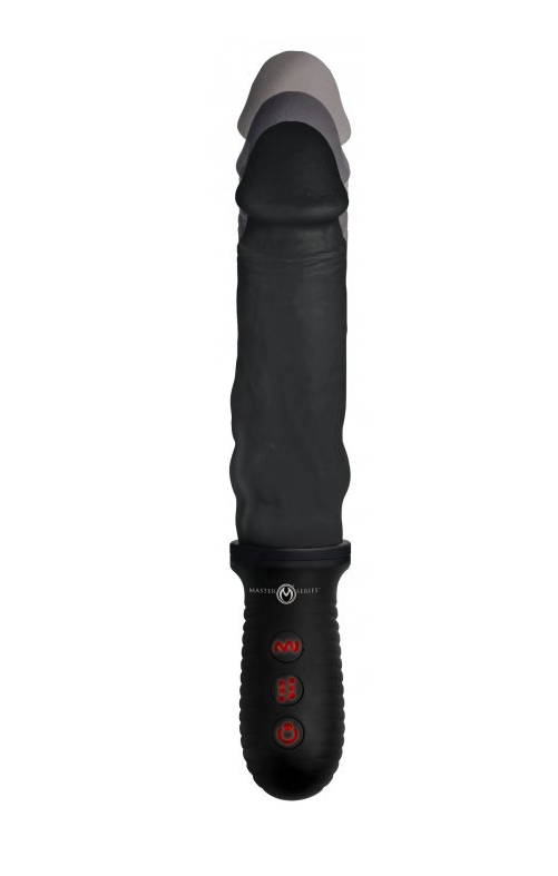8X Auto Pounder Vibrating and Thrusting Dildo with Handle - Black