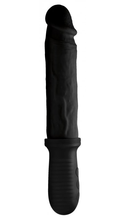 8X Auto Pounder Vibrating and Thrusting Dildo with Handle - Black