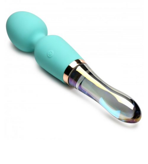 10X Turquoise Dual Ended Silicone and Glass Vibrator
