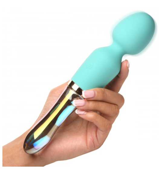 10X Turquoise Dual Ended Silicone and Glass Vibrator