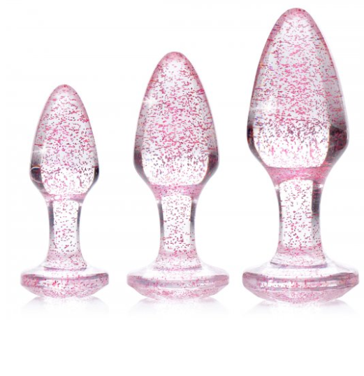 Glitter Gem Anal 3 Plug Set - Pink
