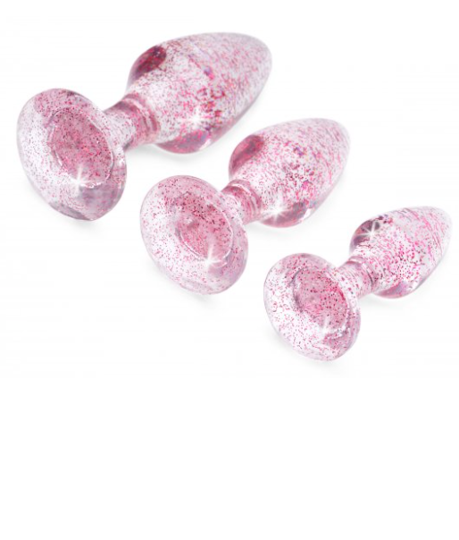 Glitter Gem Anal 3 Plug Set - Pink