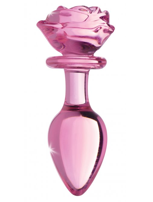 Pink Rose Glass Anal Plug
