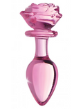 Pink Rose Glass Anal Plug