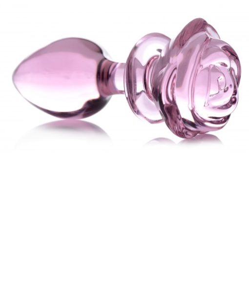 Pink Rose Glass Anal Plug