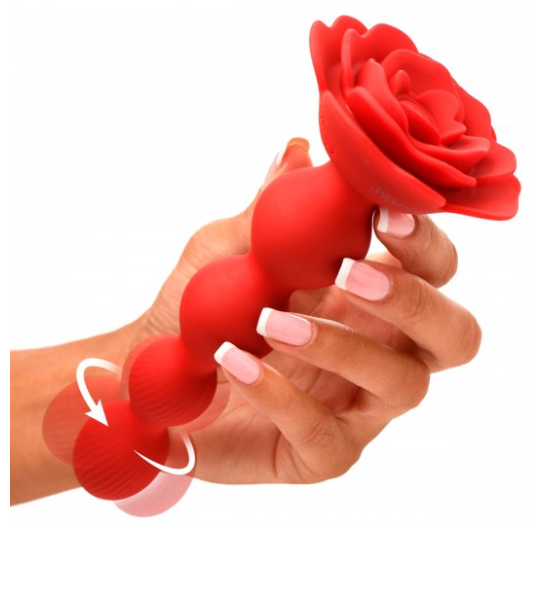 10X Rose Twirl Vibrating and Rotating Silicone Anal Beads