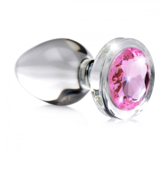 Pink Gem Glass Anal Plug - Medium