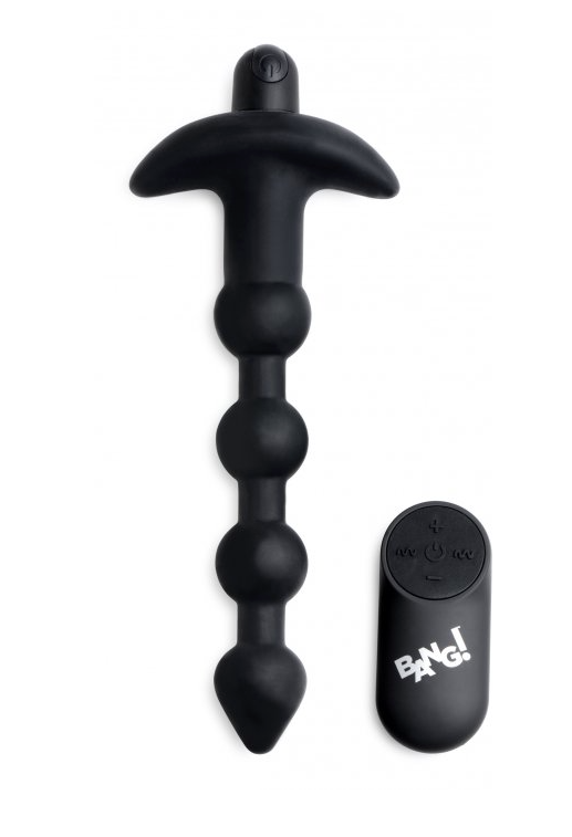 Remote Control Vibrating Silicone Anal Beads - Black