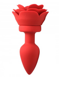 28X Silicone Vibrating Rose Anal Plug with Remote - Medium