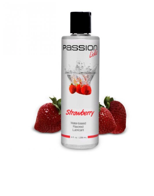 Passion Licks Strawberry Water Based Flavored Lubricant - 8 oz
