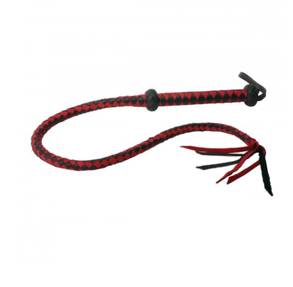 Premium Red and Black Leather Whip Premium Red